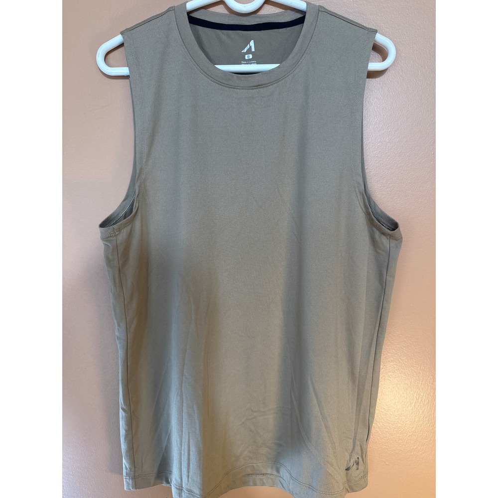 All in Motion Mens Muscle Tank Top Tan Khaki Sleeveless Gym Shirt Size S